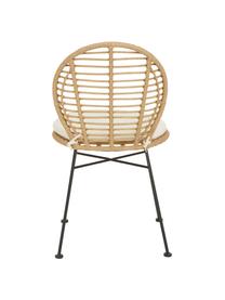 Polyrattan-Stühle Cordula mit Sitzkissen, 2 Stück, Sitzfläche: Polyethylen-Geflecht, Gestell: Metall, pulverbeschichtet, Sitzkissen: 100% Polyester, Hellbraun, Schwarz, B 48 x T 57 cm