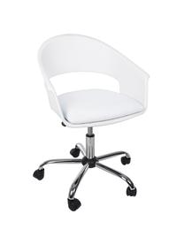 Silla giratoría de oficina Wells, altura regulable, Asiento: plástico, Asiento: cuero sintético, Estructura: metal, cromado, Ruedas: plástico, Blanco, An 50 x F 58 cm