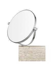 Miroir de salle de bain marbre avec suspension murale Lamura, Beige, couleur argentée, Ø 23 x haut. 27 cm