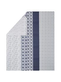 Drap plat Padang, Blanc, bleu foncé