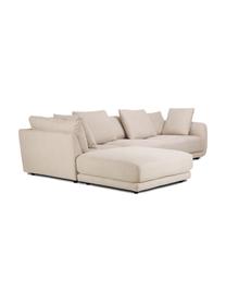 Modulares Sofa Jasmin (3-Sitzer) mit Hocker in Beige, Bezug: 85% Polyester, 15% Nylon , Gestell: Massives Fichtenholz FSC-, Webstoff Beige, B 300 x H 84 cm