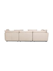 Modulaire zitbank Jasmin (3-zits) met kruk in beige, Bekleding: 85% polyester, 15% nylon , Frame: massief sparrenhout FSC-g, Poten: kunststof, Stof beige, B 300 x H 84 cm