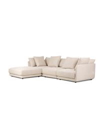 Modulaire zitbank Jasmin (3-zits) met kruk in beige, Bekleding: 85% polyester, 15% nylon , Frame: massief sparrenhout FSC-g, Poten: kunststof, Stof beige, B 300 x H 84 cm