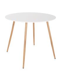 Gartentisch Linea, Tischplatte: Metall, beschichtet, Beine: Metall, beschichtet, Weiss, Hellbraun, Ø 90 cm