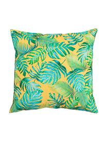 Coussin d'extérieur imprimé feuilles Madeira, Jaune, tons bleus, tons verts