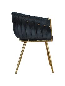 Sametová židle s područkami Larissa, Samet černá, nohy zlatá, Š 63 cm, H 55 cm