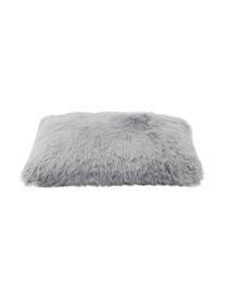 Housse de coussin en peau de mouton Oslo, lisse, Endroit : gris clair Envers : gris clair