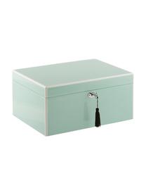 Sieradendoos Juliana met spiegel, Doos: gecoat MDF, Onderzijde: fluweel om het meubilair , Turquoise met witte rand, 31 x 23 cm