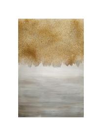 Handbemalt Leinwandbild Sandy Abstract, Bild: Leinwand, Grautöne, Goldfarben, B 84 x H 120 cm