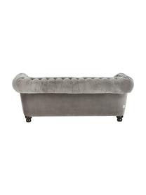 Divano Chesterfield 3 posti in velluto grigio Sally, Rivestimento: 100% poliestere, Piedini: legno massiccio; legno di, Struttura: base in legno, Velluto grigio, Larg. 203 x Alt. 79 cm