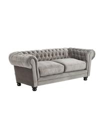 Canapé Chesterfield 2 places velours Sally, Velours gris