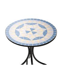 Mesa para balcón de cerámica Palazzo, Tablero: cerámica, Patas: metal recubierto, Azul, crema, negro, Ø 55 x Al 71 cm