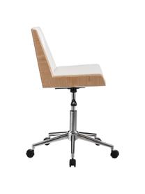 Sedia girevole da ufficio in similpelle Clar, Rivestimento: similpelle (poliuretano), Struttura: truciolato, Gambe: metallo, Ruote: materiale sintetico, Bianco, Beige, Larg. 54 x Prof. 52 cm