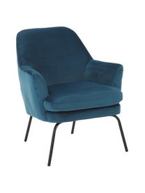 Fluwelen fauteuil Chisa in blauw, Bekleding: polyester (fluweel), Poten: gepoedercoat metaal, Fluweel marineblauw, B 68 x D 73 cm