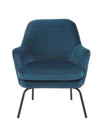 Fluwelen fauteuil Chisa in blauw, Bekleding: polyester (fluweel), Poten: gepoedercoat metaal, Fluweel marineblauw, B 68 x D 73 cm