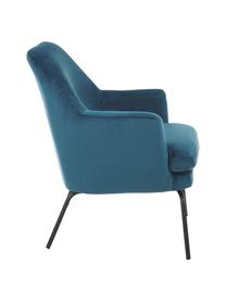 Fluwelen fauteuil Chisa in blauw, Bekleding: polyester (fluweel), Poten: gepoedercoat metaal, Fluweel marineblauw, B 68 x D 73 cm