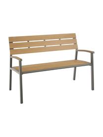 Tuinbank Isak met rugleuning, Zitvlak: gecoat multiplex, Frame: gepoedercoat aluminium, Antraciet, bruin, 123 x 86 cm