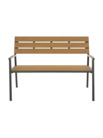 Tuinbank Isak met rugleuning, Zitvlak: gecoat multiplex, Frame: gepoedercoat aluminium, Antraciet, bruin, 123 x 86 cm