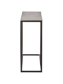 Table d'appoint design industriel Edge, Plateau : couleur argentée avec finition antiquaire Structure : noir, mat, larg. 45 x haut. 62 cm