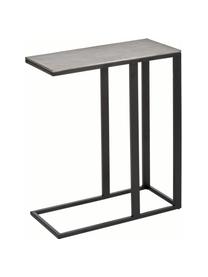 Mesa auxiliar Edge, estilo industrial, Tablero: metal con pintura en polv, Estructura: metal con pintura en polv, Tablero: plateado con efecto envejecido Estructura: negro mate, An 43 x Al 52 cm