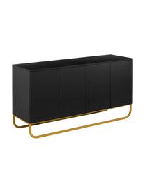 Credenza classica nera con ante Sanford, Nero, dorato, Larg. 160 x Alt. 83 cm