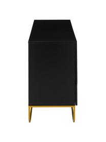 Credenza classica nera con ante Sanford, Nero, dorato, Larg. 160 x Alt. 83 cm