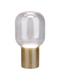 Kleine LED tafellamp Albero, Lampenkap: glas, Lampvoet: gecoat metaal, Goudkleurig, lichtgrijs, Ø 13 x H 25 cm