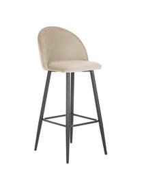 Tabouret de bar en velours blanc crème Amy, Blanc, larg. 45 x haut. 103 cm