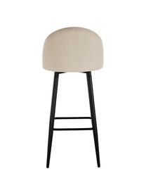 Tabouret de bar en velours blanc crème Amy, Blanc, larg. 45 x haut. 103 cm