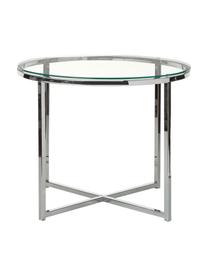 Table d'appoint avec plateau en verre Matheo, Argent