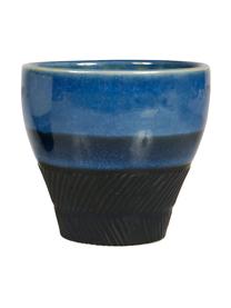 Grote espressokopjesset Ekume, 4-delig, Keramiek, Blauw, wit, zwart, Ø 8 x H 8 cm