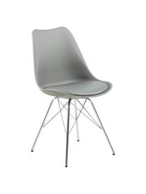 Sedia in materiale sintetico Eris 2 pz, Seduta: similpelle, Gambe: metallo cromato, Grigio, gambe cromo, Larg. 49 x Prof. 54 cm