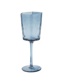 Verre à vin bleu Amory, 4 pièces, Verre, Bleu, transparent, Ø 9 x haut. 22 cm, 350 ml