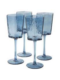 Bicchiere vino blu Amory 4 pz, Vetro, Blu, trasparente, Ø 9 x Alt. 22 cm, 350 ml