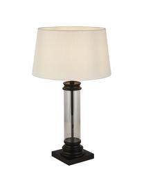 Grote tafellamp Column van glas, Lampenkap: stof, Lampvoet: glas, gecoat staal, Wit, transparant, zwart, Ø 37 x H 50 cm
