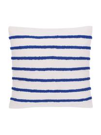 Dubbelzijdige kussenhoes Blah Blah met geborduurde opschrift, 100% katoen, Wit, blauw, lichtroze, koraalrood, B 45 x L 45 cm