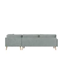 Samt-Ecksofa Saint (4-Sitzer) in Salbeifarben mit Eichenholz-Füssen, Bezug: Samt (Polyester) Der hoch, Gestell: Massives Eichenholz, Span, Webstoff Salbeifarben, B 294 x T 220 cm