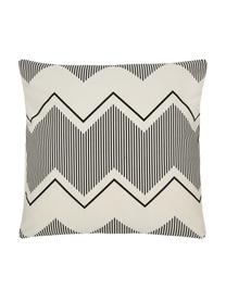 Housse de coussin 45x45 Indy, 100 % coton, Blanc, noir, larg. 45 x long. 45 cm