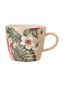 Tazza da caffè con motivo tropicale Aruba 2 pz, Terracotta, Bianco crema, verde, rosso, Ø 10 x Alt. 8 cm