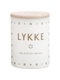 Vela perfumada Lykke (cítricos y manzana con menta), Recipiente: vidrio, Tapa: madera de haya, Blanco, Ø 4 x Al 6 cm