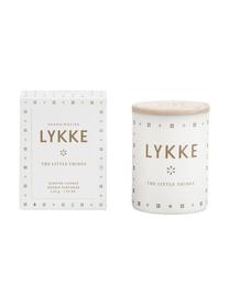 Vela perfumada Lykke (cítricos y manzana con menta), Recipiente: vidrio, Tapa: madera de haya, Blanco, Ø 4 x Al 6 cm