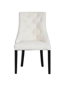 Sedia imbottita in velluto Madam, Rivestimento: velluto (100% poliestere), Velluto bianco crema, legno laccato nero, Larg. 56 x Prof. 64 cm
