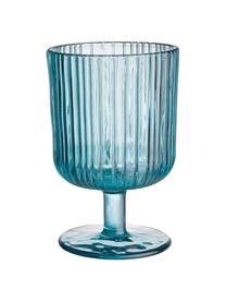 Wijnglazen Chelsea met groefreliëf, 6 stuks, Glas, Turquoiseblauw, Ø 8 x H 12 cm, 250 ml