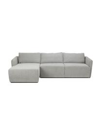 Sofa narożna John (4-osobowa), Tapicerka: 100% poliester Dzięki tka, Stelaż: lite drewno jesionowe, eu, Nogi: tworzywo sztuczne, Szary, S 272 x D 85 cm, lewostronna