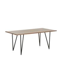 Eettafel Juno met walnoothoutfineer, Tafelblad: MDF met walnoothoutfineer, Frame: gepoedercoat metaal, Walnoothoutfineer, B 180 x D 90 cm