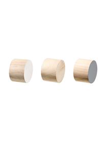 Set 3 ganci appendiabiti in legno Dendi, Legno di Paulownia, Marrone, bianco, grigio, Ø 7 x Prof. 5 cm