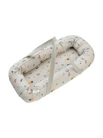 Babynest Gro aus Baumwolle, Bezug: 100 % Baumwolle, Matratze: 100 % Polyurethan, Hellblau, Mehrfarbig, gemustert, B 45 x L 84 cm