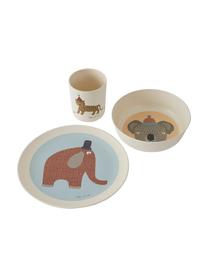 Ontbijtset Hathi, 3-delig, 35% bamboehout, 30% maispoeder, 30% melamine, 5% hout, Gebroken wit, multicolour, Set met verschillende formaten