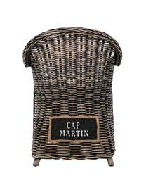 Poltroncina in rattan con cuscino Martin, Rivestimento: cotone, Rattan, nero, bianco, Larg. 60 x Prof. 67 cm