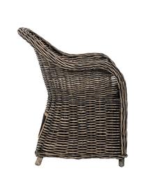 Poltroncina in rattan con cuscino Martin, Rivestimento: cotone, Rattan, nero, bianco, Larg. 60 x Prof. 67 cm